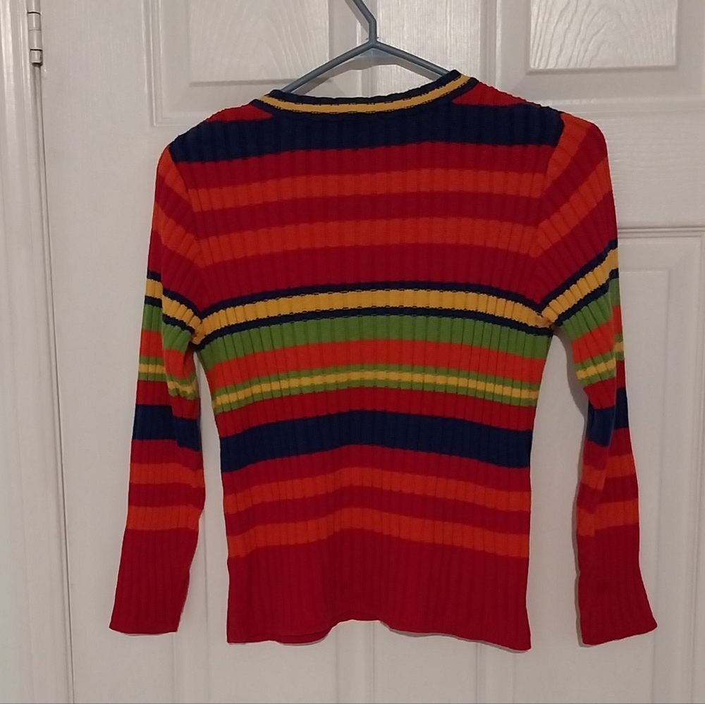Colorful Striped V-Neck Sweater - Picture 4 of 5